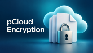 pCloud Encryption：鍵付きフォルダと雲でファイルの暗号化を表したイメージ