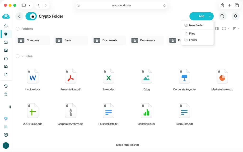 pCloud EncryptionのCryptoフォルダ公式説明画面